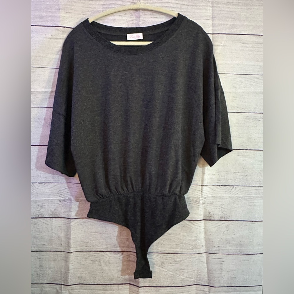 Pink Lily Charcoal Bodysuit